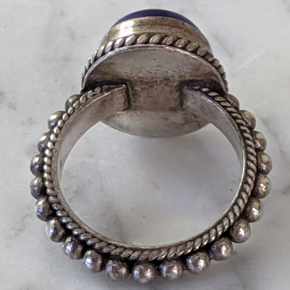 Sterling Silver + Lapis Gemstone Ring - image 2